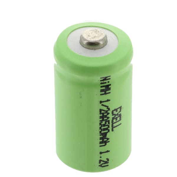 Exell Battery 1/2AA Size 1.2V 500mAh NiMH Rechargeable Button Top EBC-505 - main
